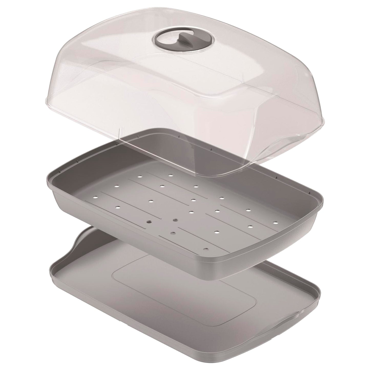 Semillero/bandeja Multiusos Con Tapa De Policarbonato Respana Table Greenhouse 3,6l., Dimensiones (mm) 391x257x185, Color Gris Piedra