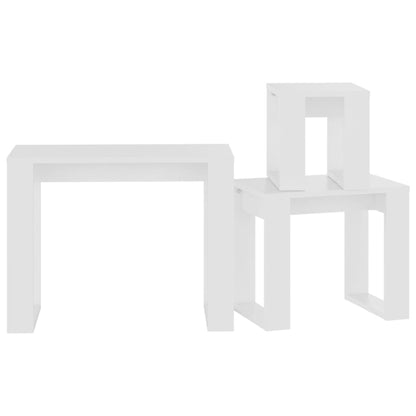 Mesas Apilables 3 Piezas Madera Contrachapada Blanco_4