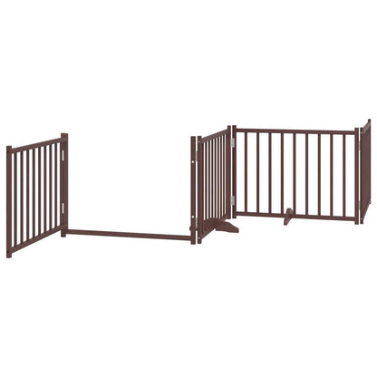 Vidaxl Puerta De Perros Plegable 12 Paneles Madera Álamo Marrón 960 Cm_3