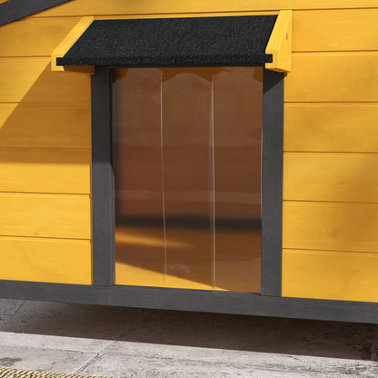 Pawhut Caseta Para Perros Exterior Con Techo Asfáltico 97x72x65cm Madera Natural_3