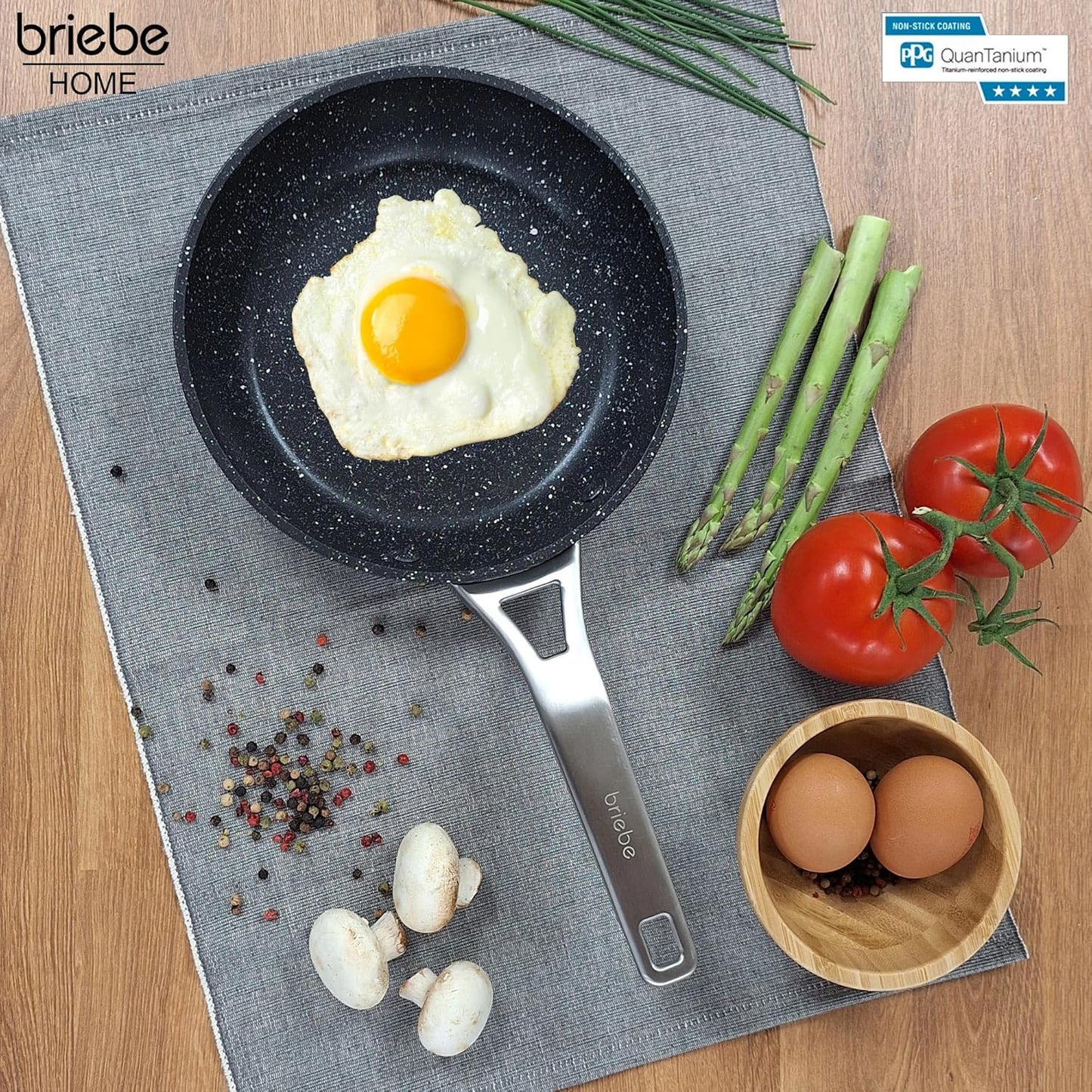 Briebe Set 3 Sartenes Antiadherentes Inducción Titanio 20-24-28cm, Aluminio Forjado Antiadherente, Black Titanium_1