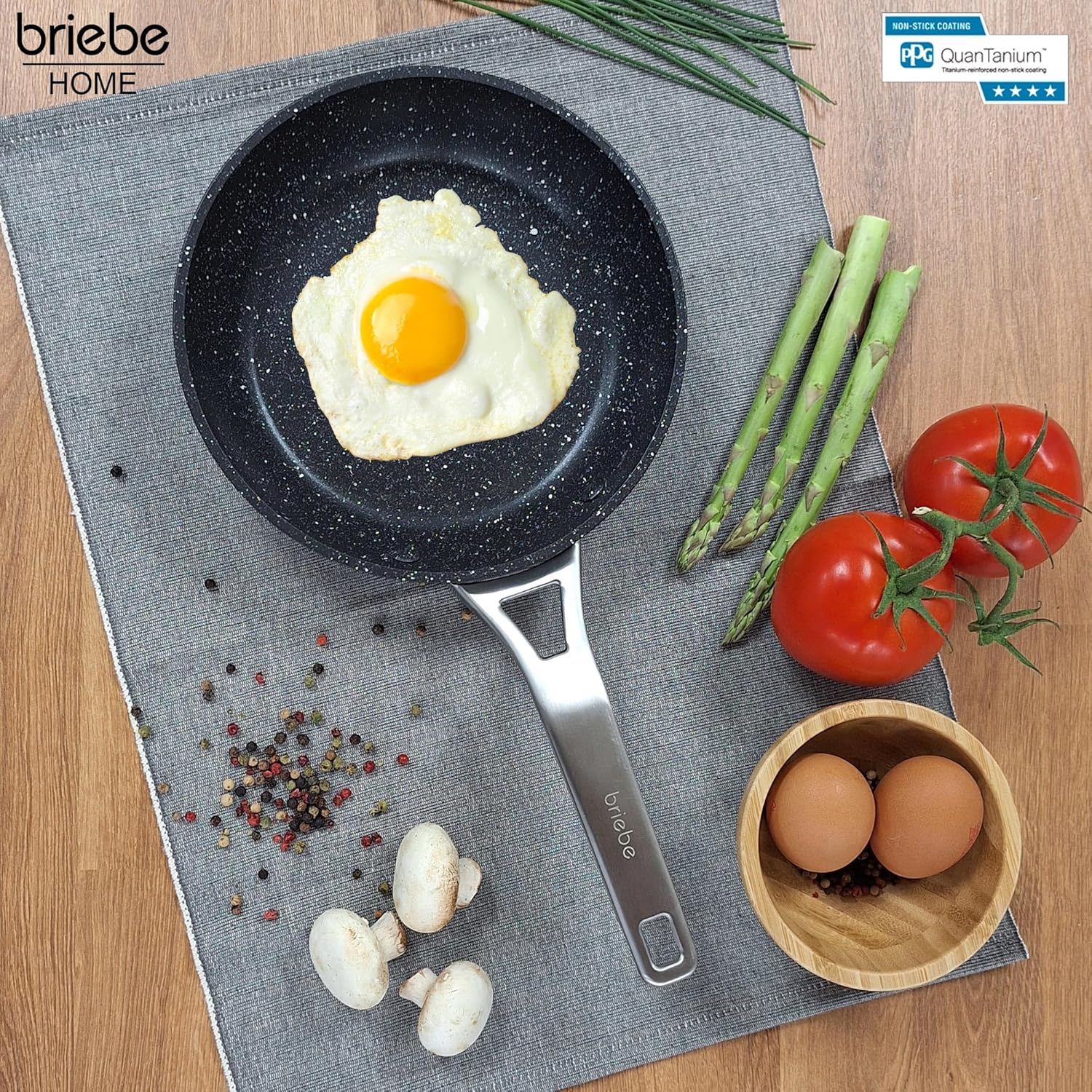 Briebe Set 3 Sartenes Antiadherentes Inducción Titanio 20-24-28cm, Aluminio Forjado Antiadherente, Black Titanium_1