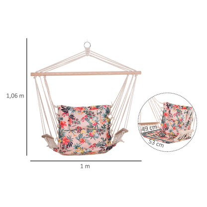 Outsunny Silla Colgante Para Exterior Interior De Flores 100x106cm Carga 100 Kg_2