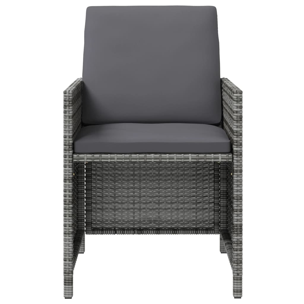 Vidaxl Conjunto De Silla De Jardín Y Taburete 4 Piezas Ratán Pe Gris_4