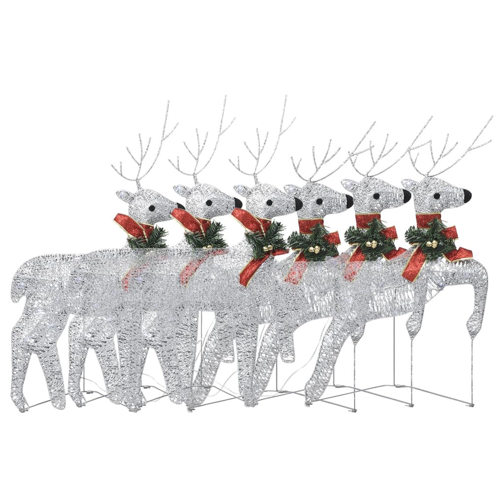 Vidaxl Renos De Navidad 6 Unidades 120 Led Plateado_0