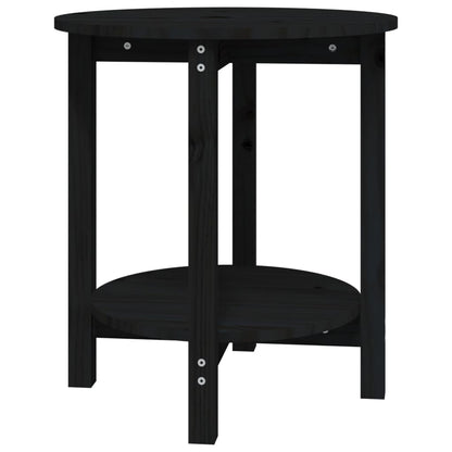 Mesa De Centro De Madera Maciza De Pino Negro Ø55x60 Cm_0