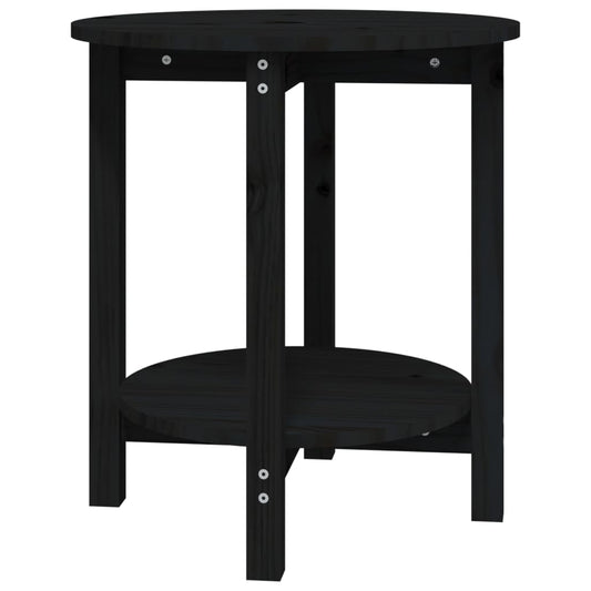 Mesa De Centro De Madera Maciza De Pino Negro Ø55x60 Cm_0