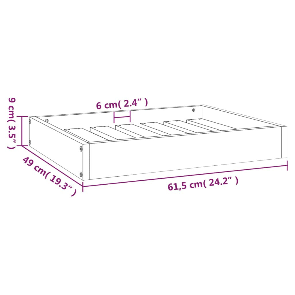 Vidaxl Cama Para Perros Madera Maciza De Pino Negro 61,5x49x9 Cm_2