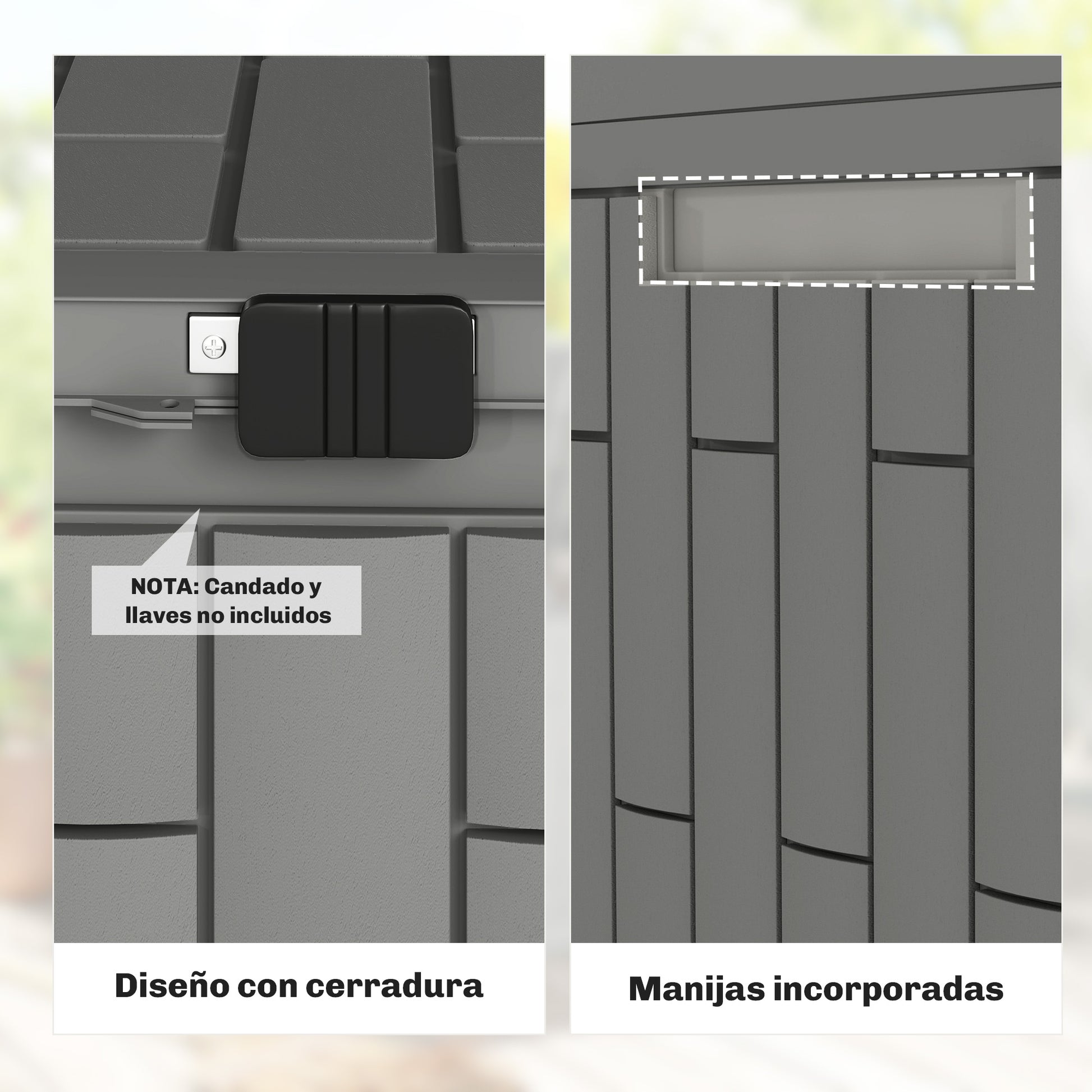 Outsunny Arcón Exterior 114l De Pp Con Cerradura Resistente Al Agua Anti-uv Gris_5