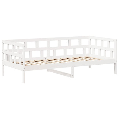 Sofá Cama Con Techo Madera Maciza De Pino Blanco 80x200 Cm_5