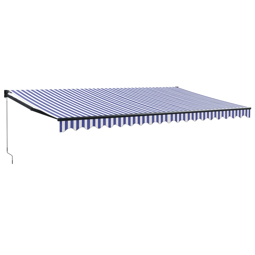 Toldo Retráctil Aluminio Y Tela Azul Y Blanco 5x3 M_0
