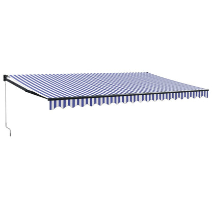 Toldo Retráctil Aluminio Y Tela Azul Y Blanco 5x3 M_0