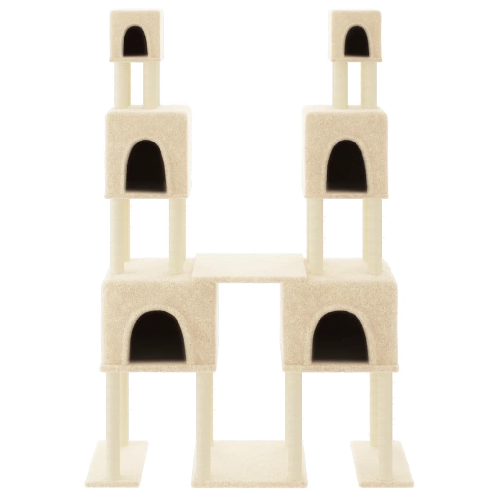 Rascador Para Gatos Con Postes De Sisal Color Crema 199 Cm_2