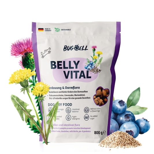 BugBell BellyVital Pienso – hipoalergénico, sin cereales, con proteína de insecto, psyllium y arándanos_0