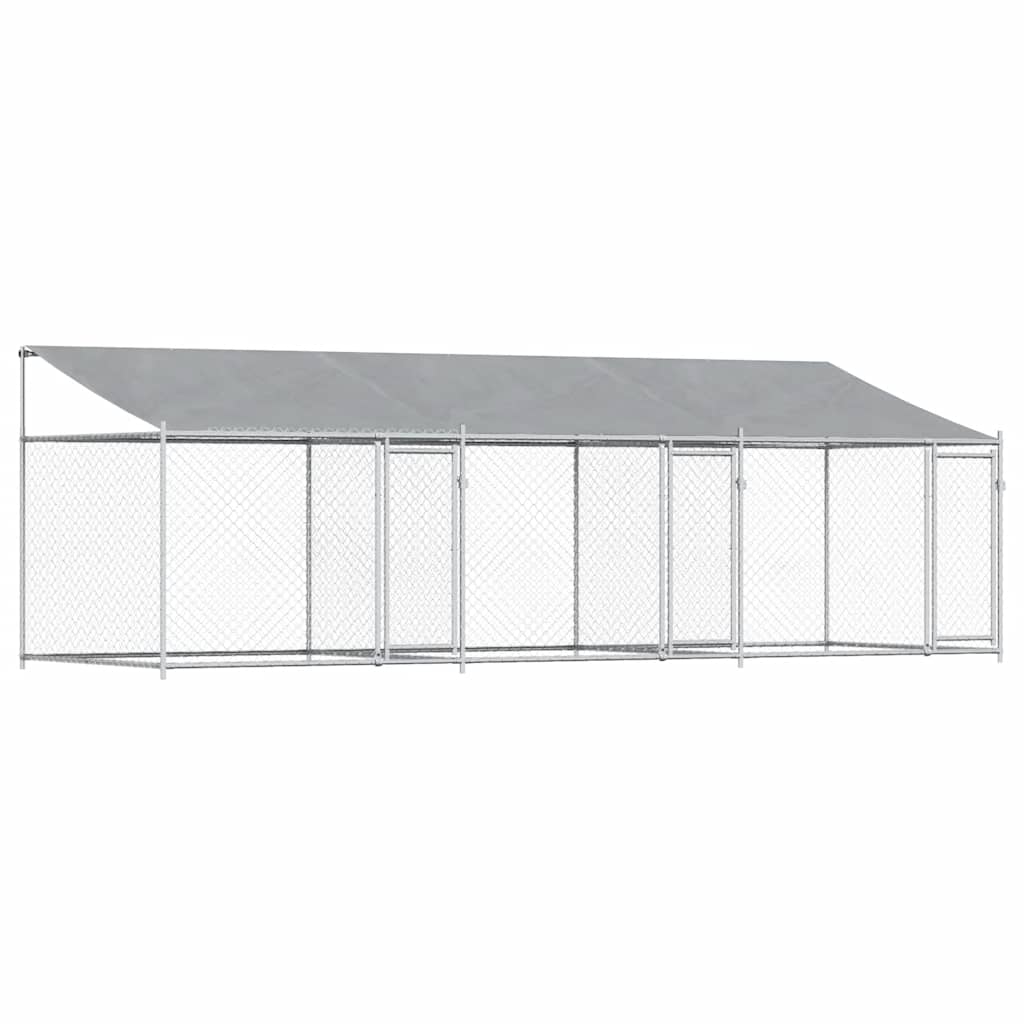 Jaula De Perros Techo Y Puertas Acero Galvanizado Gris 6x2x2 M_0