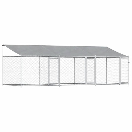 Jaula De Perros Techo Y Puertas Acero Galvanizado Gris 6x2x2 M_0