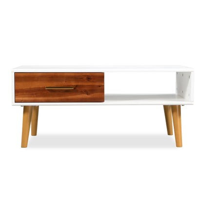 Mesa De Centro De Madera Maciza De Acacia 90x50x40 Cm_0