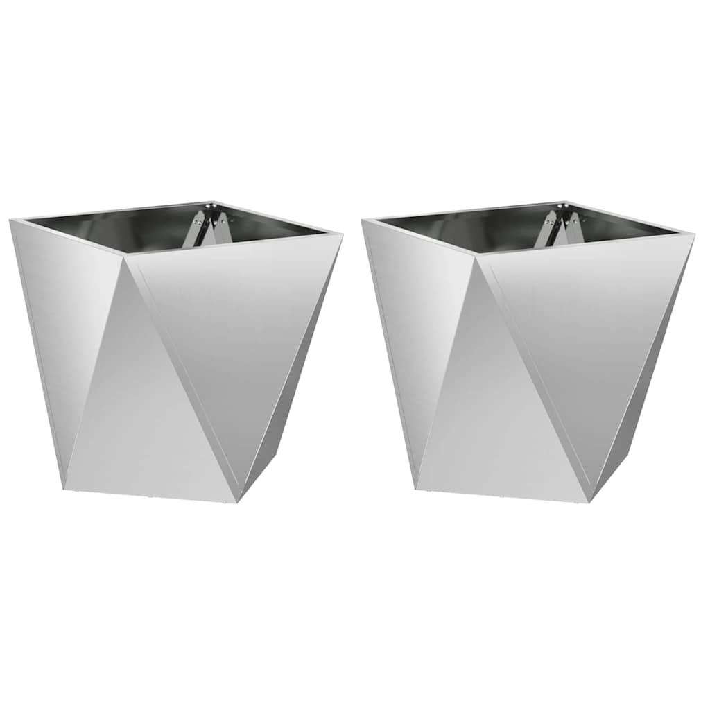 Jardinera 2 Pcs Plateado 50 X 50 X 50 Cm Acero Galvanizado_0