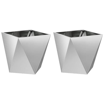 Jardinera 2 Pcs Plateado 40 X 40 X 40 Cm Acero Galvanizado_0