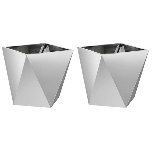 Jardinera 2 Uds. Plateado 50 X 50 X 50 Cm Acero Galvanizado_0