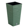 Macetero Color Verde Tierra, Con Depósito, Colección Furu, De 26,5 X 26,5 X 50 Cm, Capacidad De 11 L.