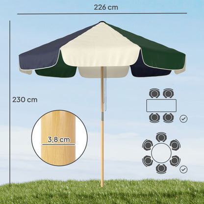 Outsunny Sombrilla Terraza Exterior Ø2,3 M Marco Efecto Madera Polea Con Cuerda_2