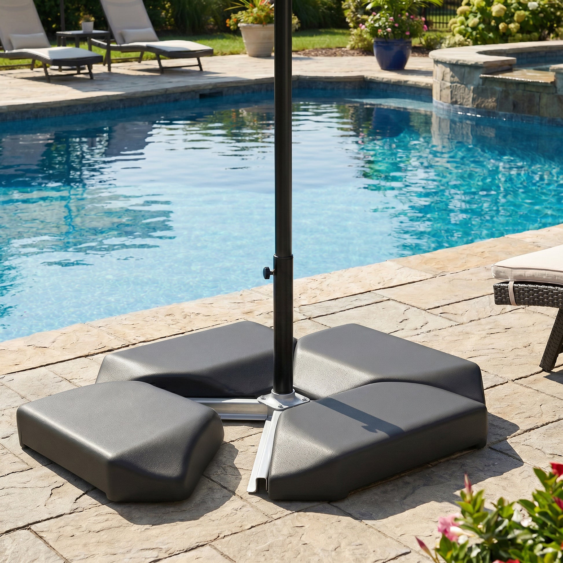 Outsunny Base De Sombrilla Cantilever 4 Piezas Rellena Agua 77 Kg O Arena 100 Kg_1