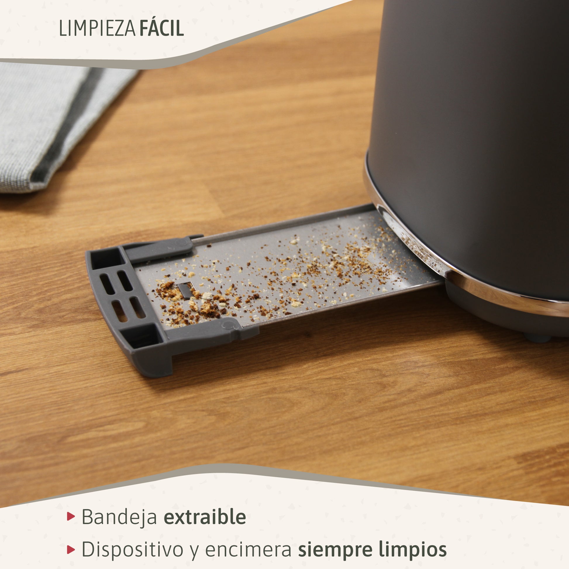 Briebe Nordic Tostadora Pan Ranura Ancha, Tostador 2 Rebanadas, 6 Niveles Tostado, Calientapanecillos, Ta1166gry, Gris_5