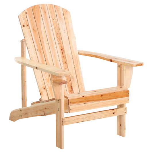 Outsunny Silla Adirondack Jardín De Madera Con Reposabrazos 72x95x93 Cm Natural_0