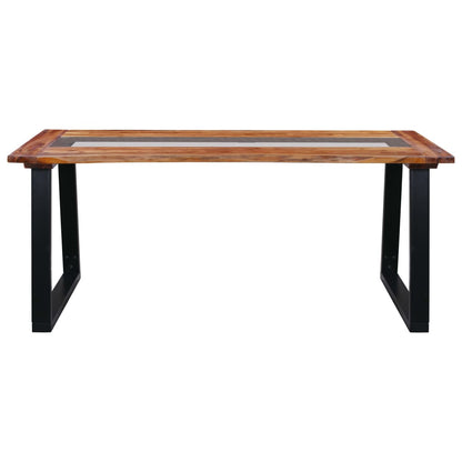 Mesa De Comedor De Madera Maciza De Acacia Y Vidrio 180x90x75cm_0