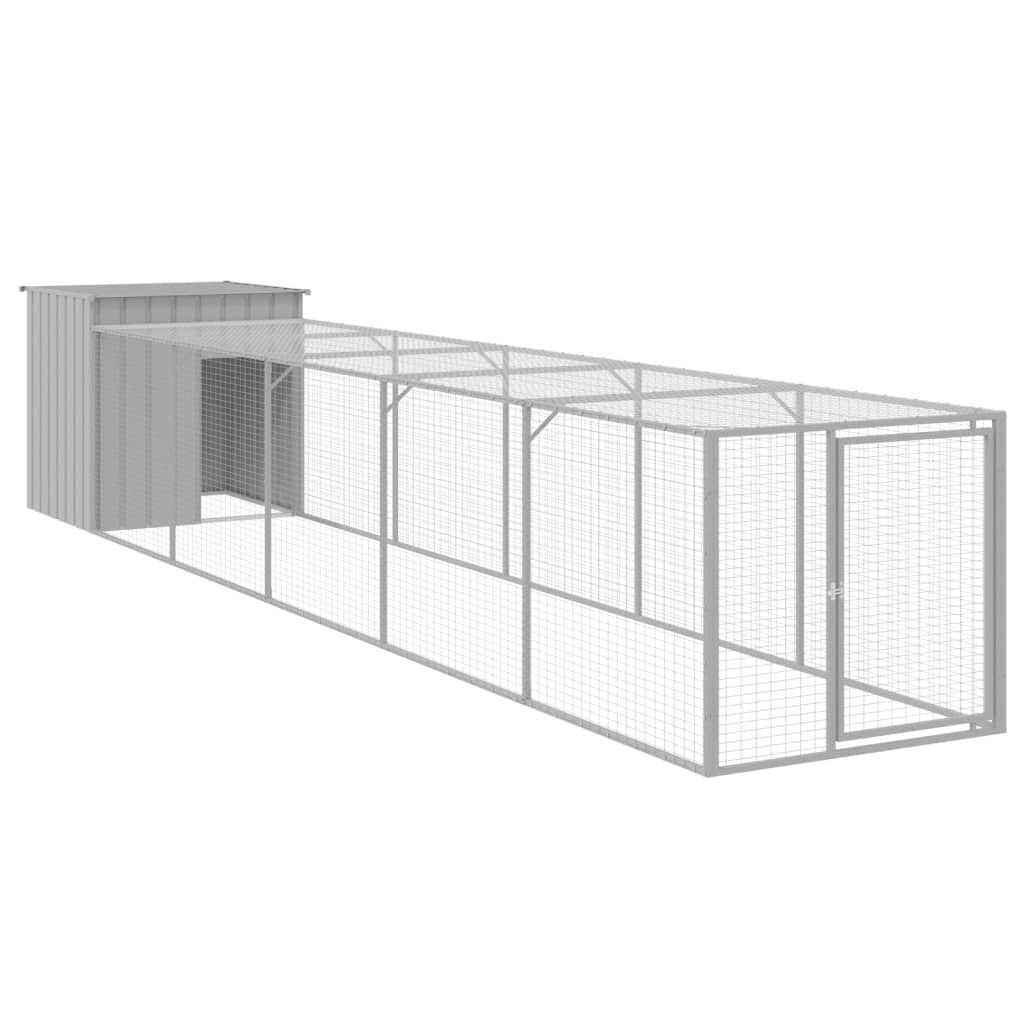 Vidaxl Gallinero Con Corral Acero Galvanizado Gris Claro 110x609x110cm_0