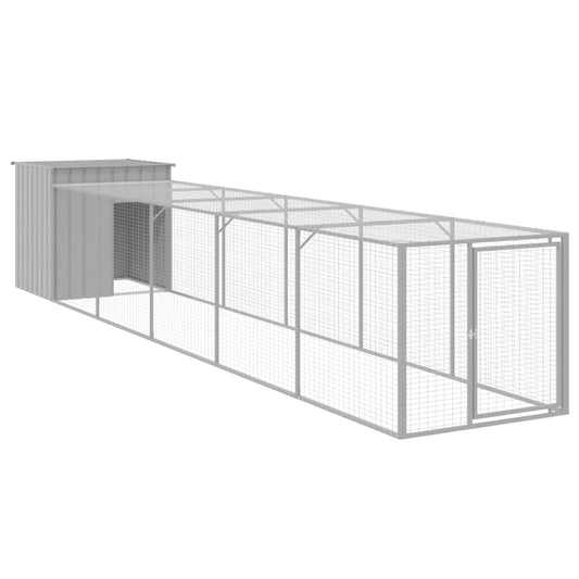 Vidaxl Gallinero Con Corral Acero Galvanizado Gris Claro 110x609x110cm_0