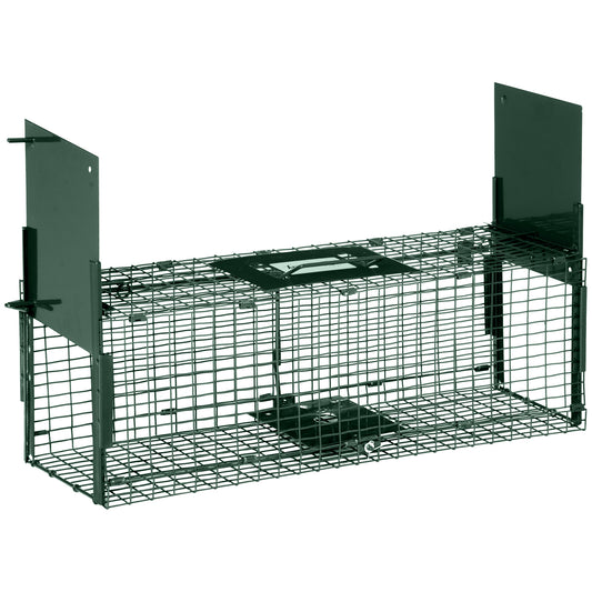 Trampa Para Animales Outsunny Acero Verde 60x18x20 Cm_0