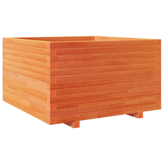 Jardinera Madera Maciza De Pino Marrón Cera 80x80x49,5 Cm_0