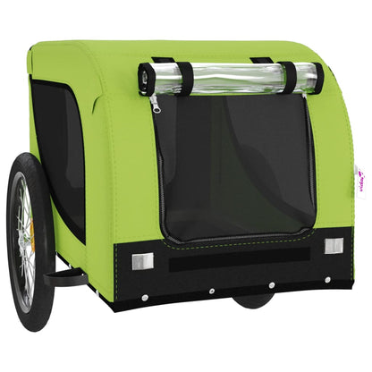 Remolque De Bicicleta Mascotas Hierro Tela Oxford Verde Negro_3