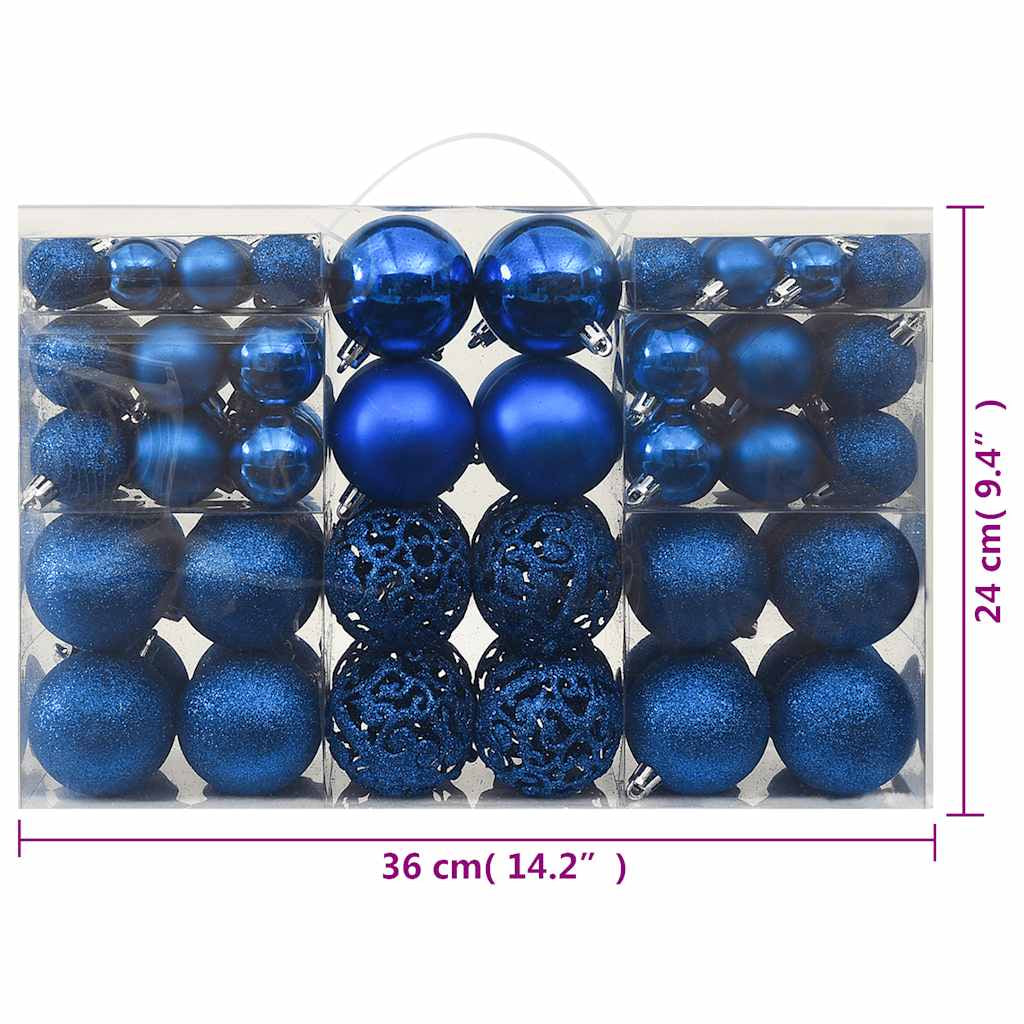 Vidaxl Juego De Bolas De Navidad 100 Piezas Azul_2