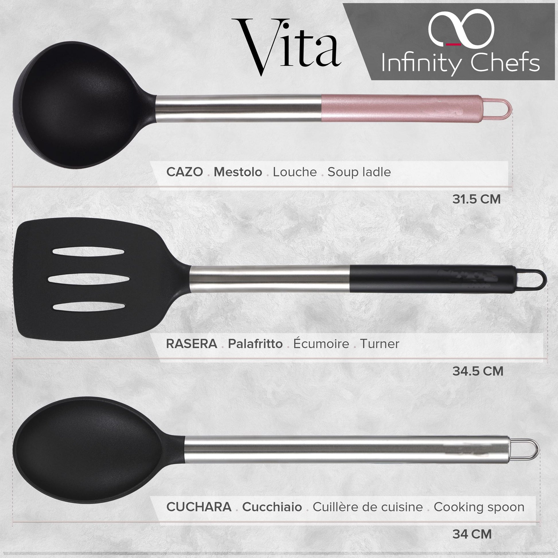 Pack De 3 Sartenes Ø20/24 Y 28 Cms + Set De 3pc De Utensilios De Cocina En Nylon
