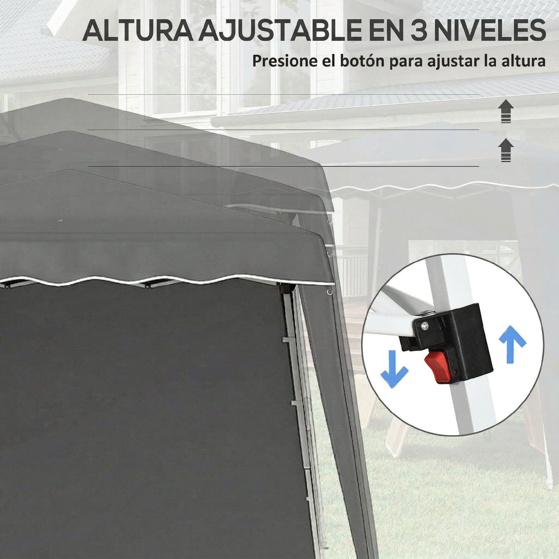 Outsunny Carpa Plegable Pop-up 2,89x2,89 M 2 Paredes Laterales Altura Ajustable_5