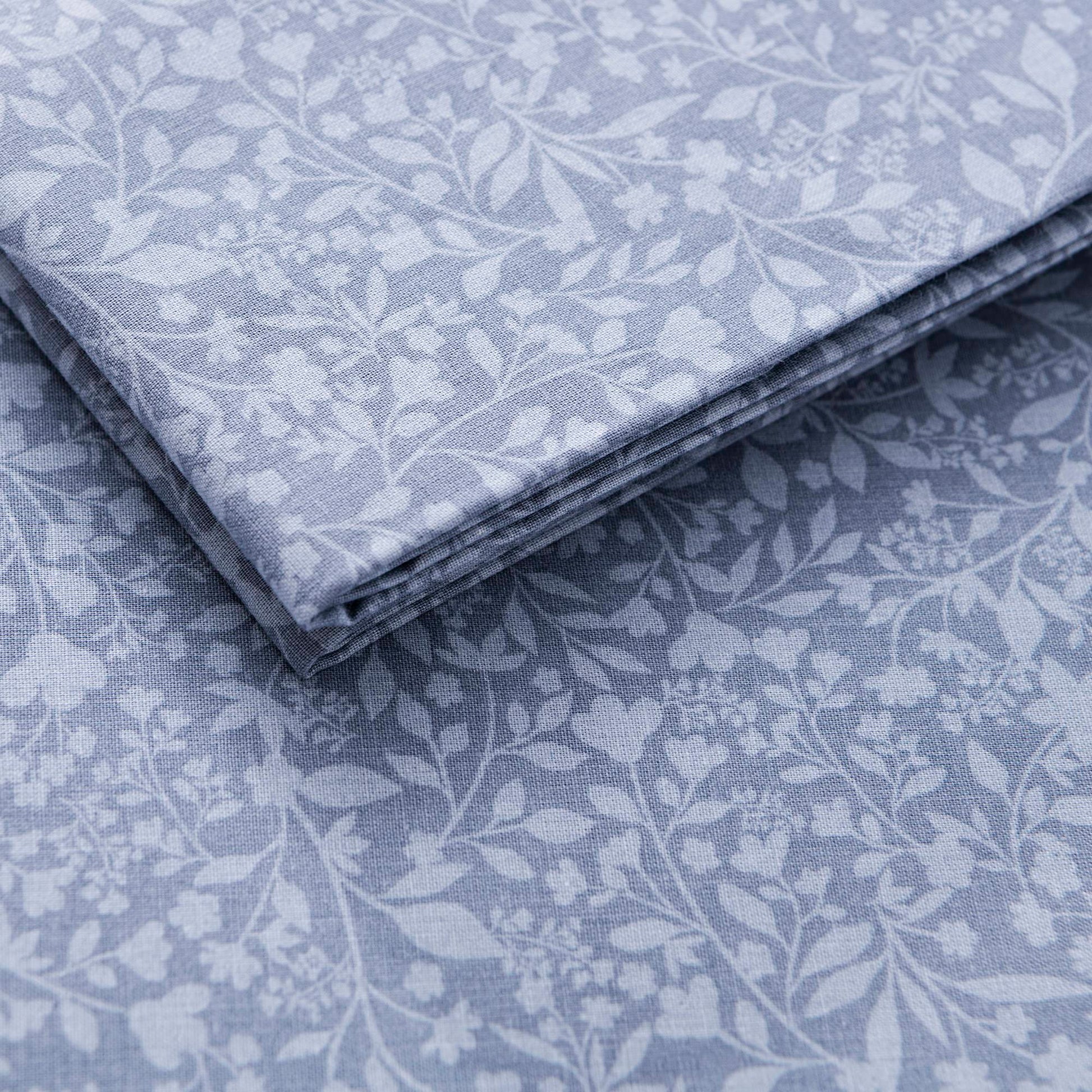 Set De Sabanas 3pcs Cama Doble: Sabana Encimera (210x270cm) + Sabana Bajera (135x200+28cm) + Funda De Almohada (45x155cm) 144tc 100% Algodon Azul Flo