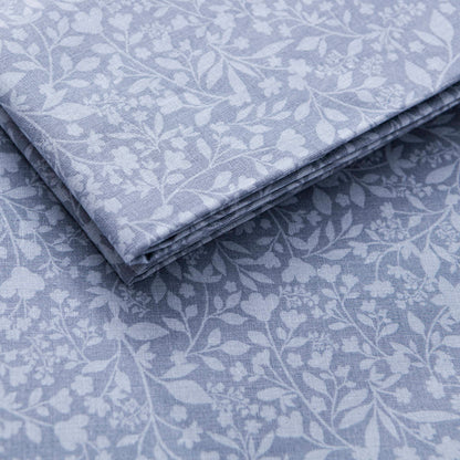 Set De Sabanas 3pcs Cama Doble: Sabana Encimera (210x270cm) + Sabana Bajera (135x200+28cm) + Funda De Almohada (45x155cm) 144tc 100% Algodon Azul Flo