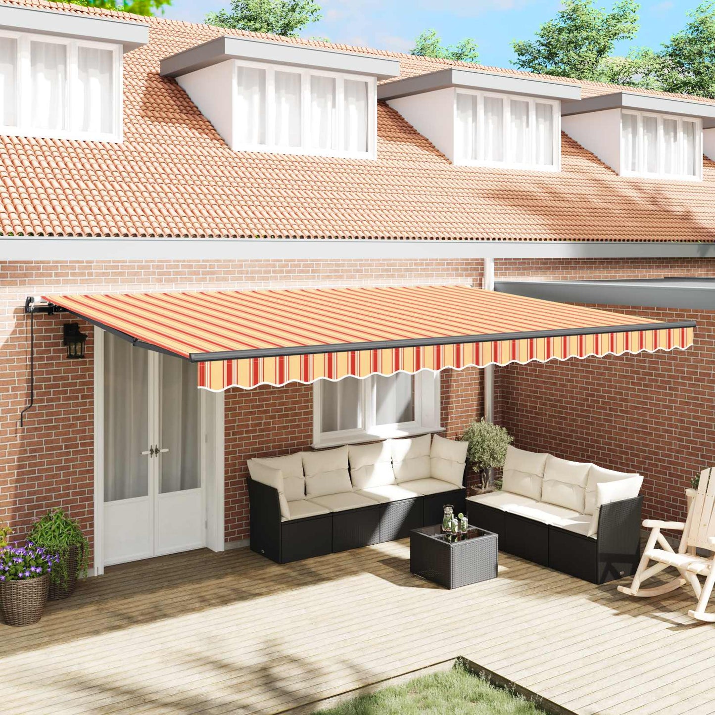Toldo Retráctil Amarillo Y Naranja 500 X 300 Cm_1