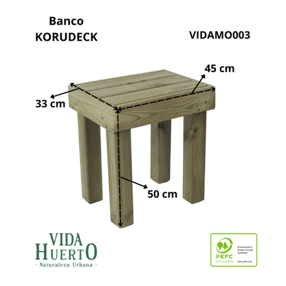 Banco Korudeck De Madera Tratada Para Jardín Vidahuerto 45x33x50 Cm._2