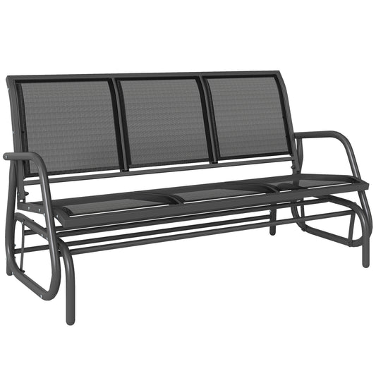 Outsunny Banco De Jardín Exterior De 3 Plazas Con Reposabrazos 147x70x85cm Negro_0