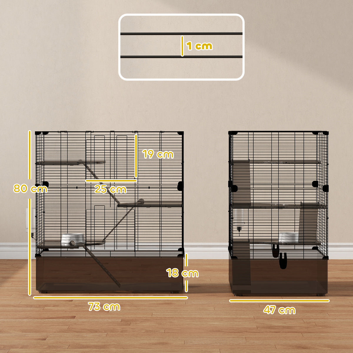 Pawhut Jaula Para Hurones De 4 Niveles Con Bandeja Inferior 73x47x80 Cm Negro_2