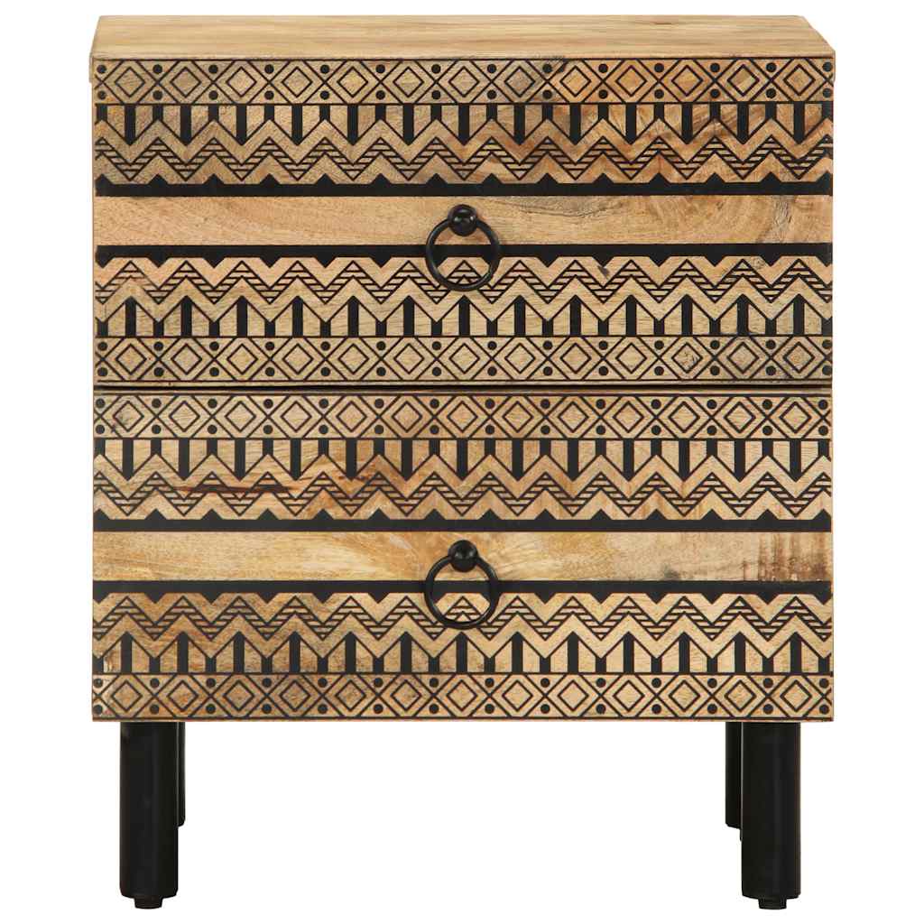 Mesita De Noche Madera Maciza Mango Rugosa Negro 40x33,5x46 Cm_1