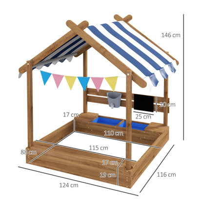 Outsunny Arenero Para Niños De Madera Con Toldo 124x116x146 Cm Marrón_2