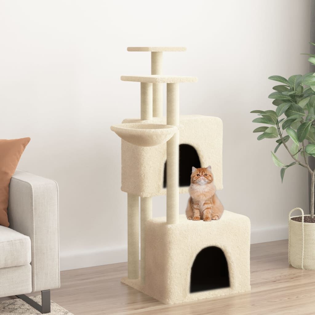 Vidaxl Rascador Para Gatos Con Postes De Sisal Color Crema 122 Cm_1