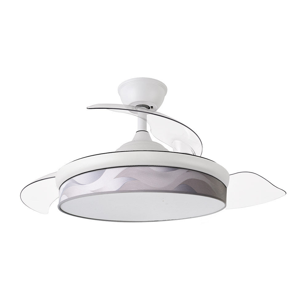 Ventilador Dc Moda 72w Blanco/ola Gris 108d 3aspas 7200lm 3000k,4000k,6000k Remoto+memoria+temporizador_1