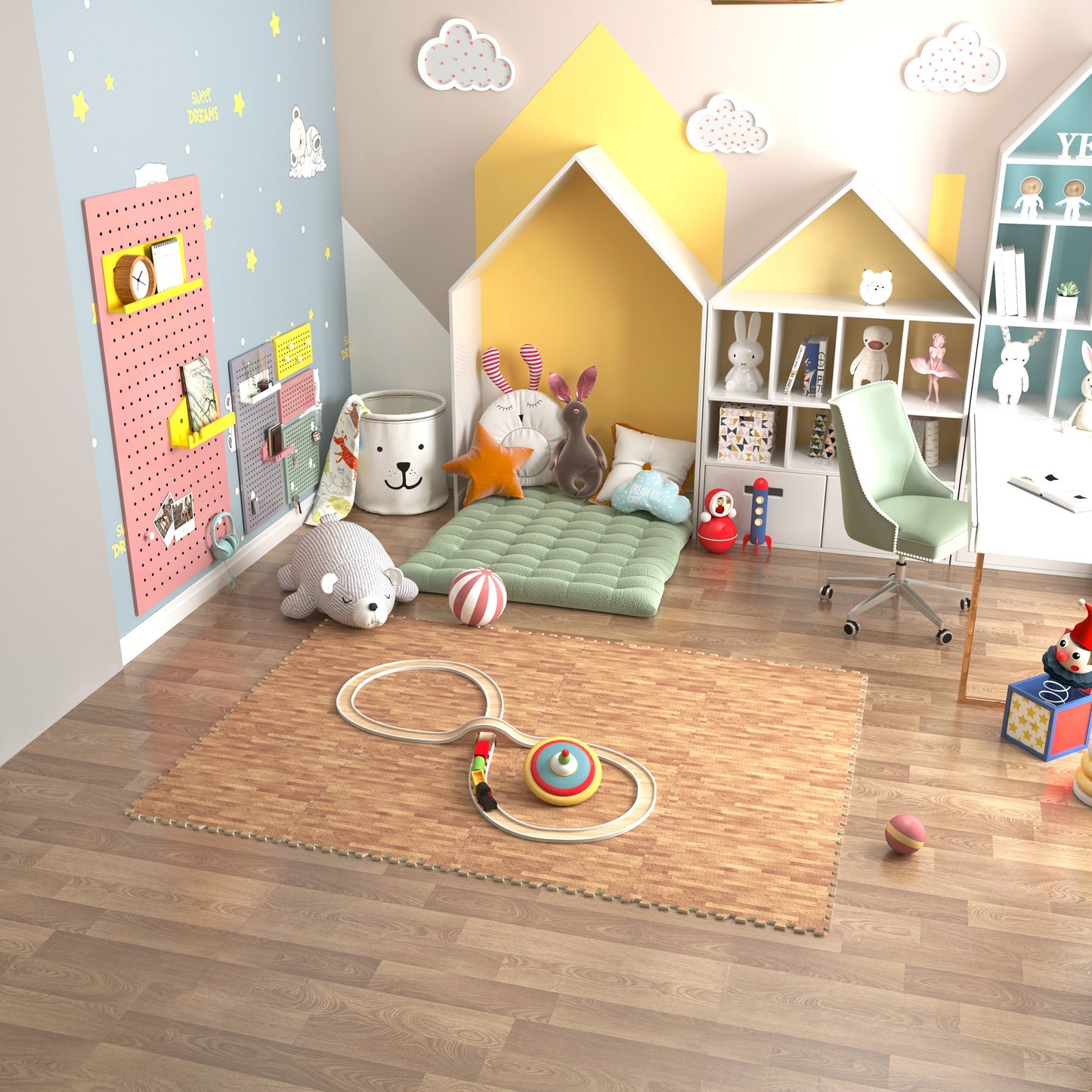 Homcom Alfombra Puzzle Niños 16 Piezas Eva Antideslizante_1