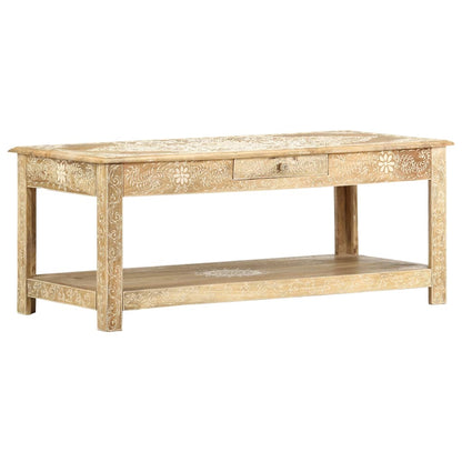 Mesa De Centro Pintada A Mano Madera Maciza Mango 110x50x45 Cm_4